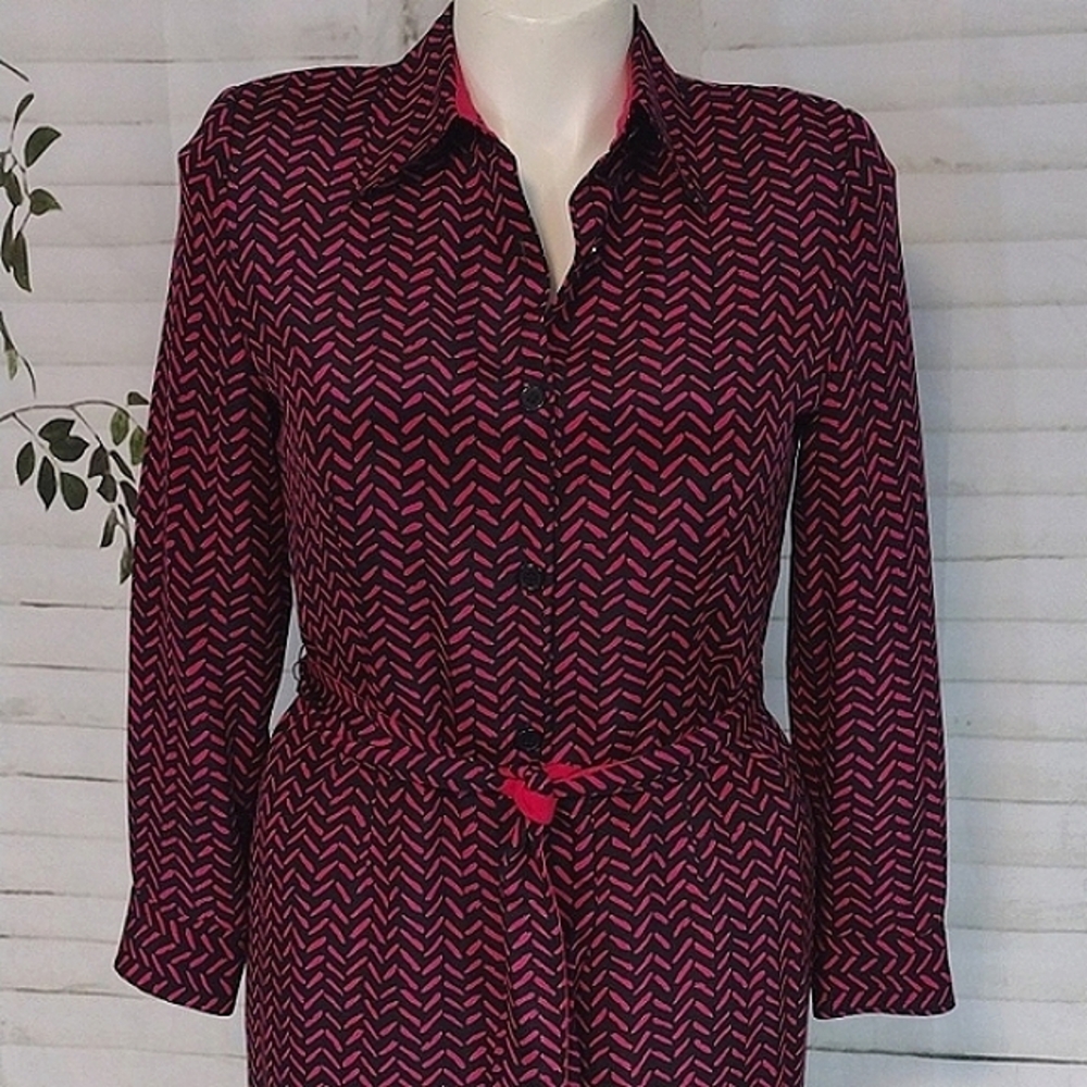 Vintage Shomi by Miller Shor Black Silk Button Up Dress, Size 12